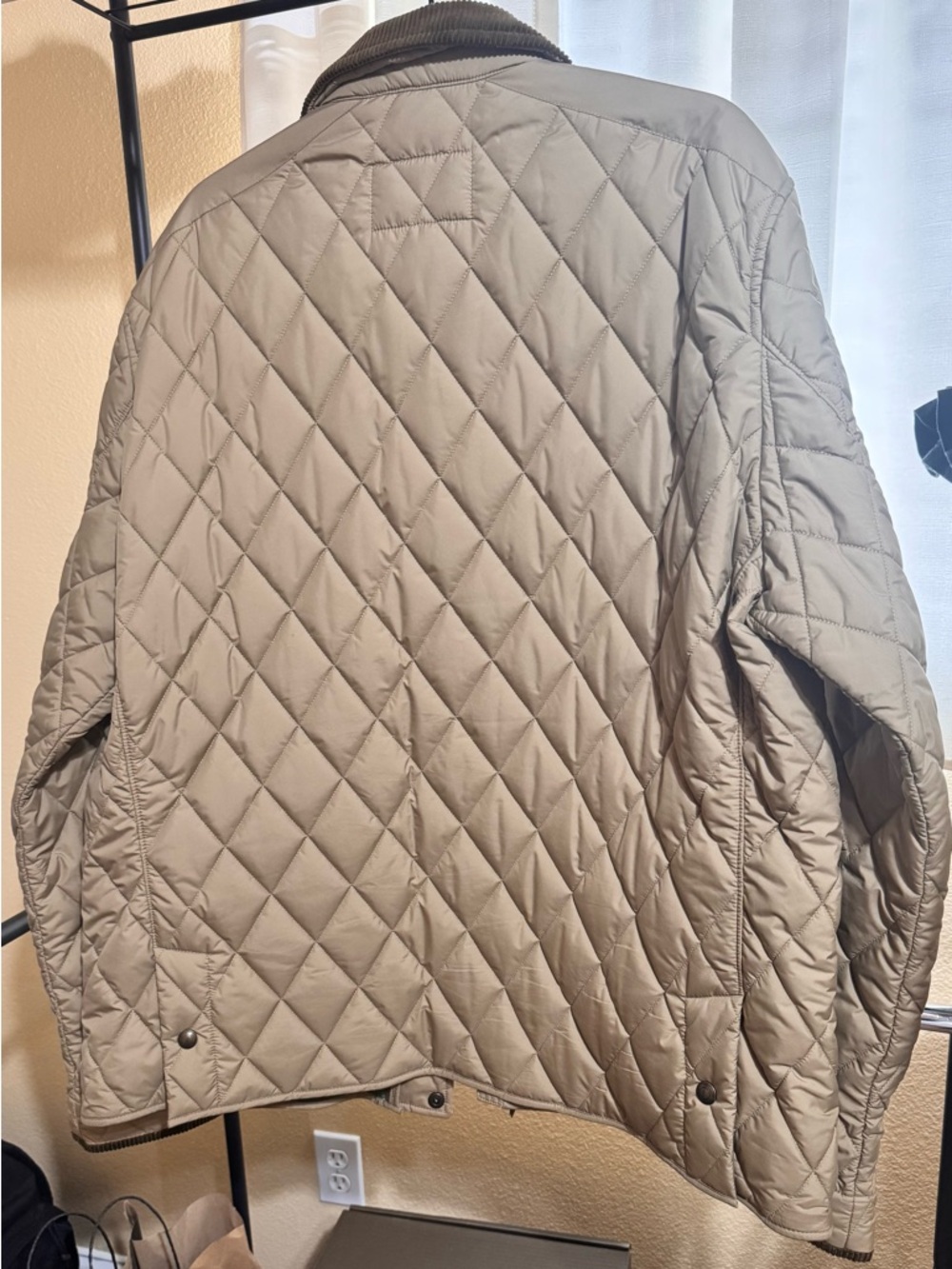 Polo by Ralph Lauren Tan Quilted Jacket with Brown Corduroy Collar - Picture 2 of 3
